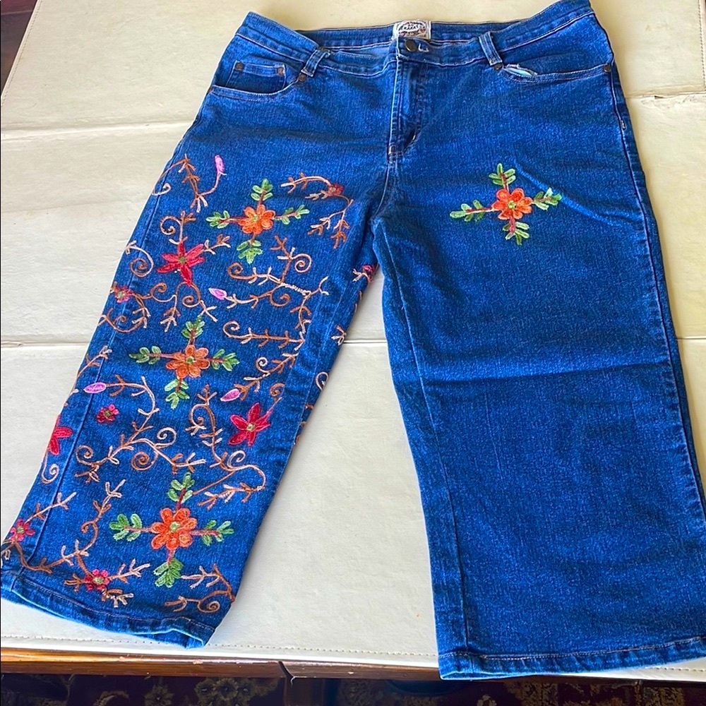 Embroidered Blue Jeans
